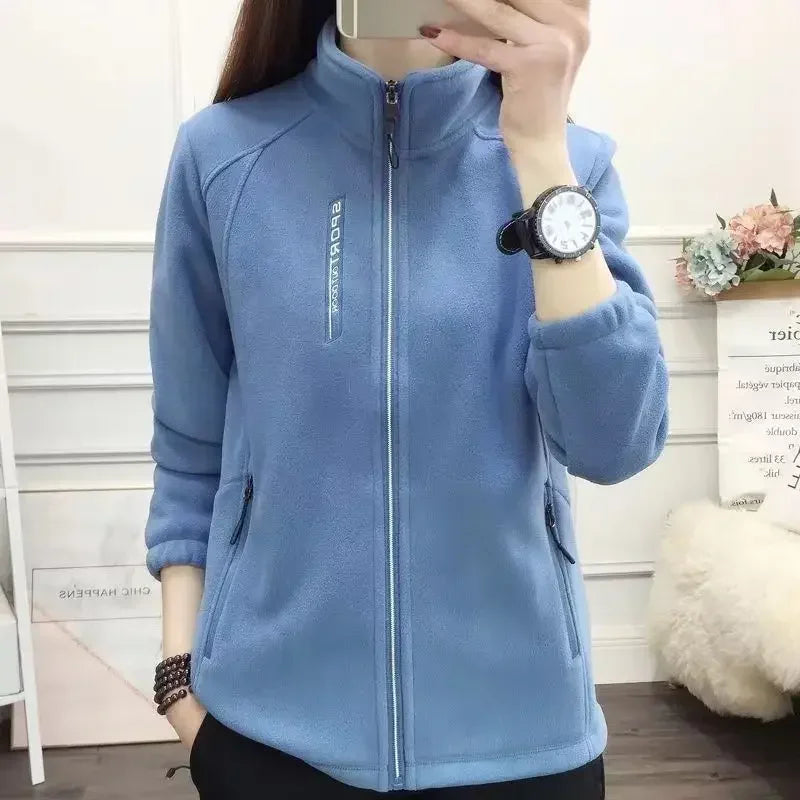 Autumn Winter Fleece Jacket Women Zipper Sweatshirt Warm Long Sleeve Thick Cardigan Sport Outdoor Warm Sweatshirt Women Clothes