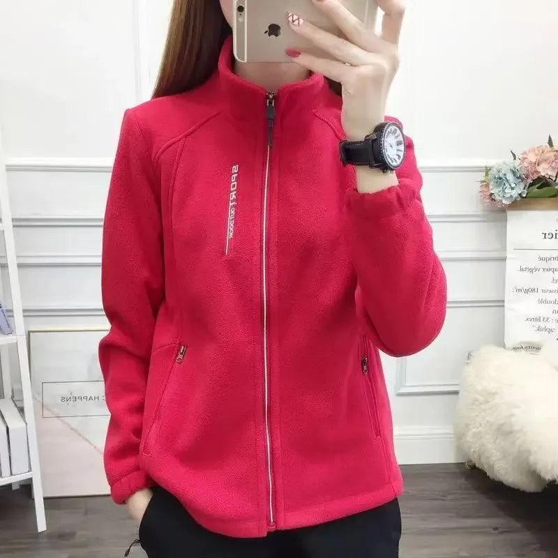 Autumn Winter Fleece Jacket Women Zipper Sweatshirt Warm Long Sleeve Thick Cardigan Sport Outdoor Warm Sweatshirt Women Clothes