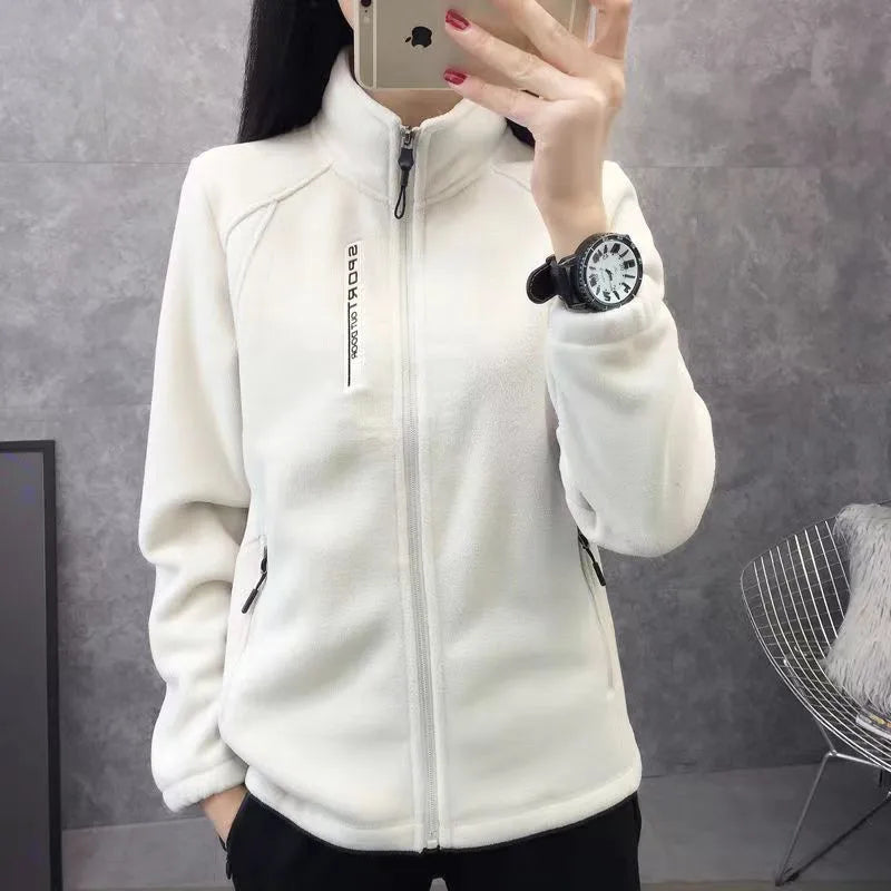 New Couture Tracksuit Women Polar Fleece Hoodies Female Korean Zip Loose Autumn Winter Sweatshirt Women Coat Couple Clothes 2317