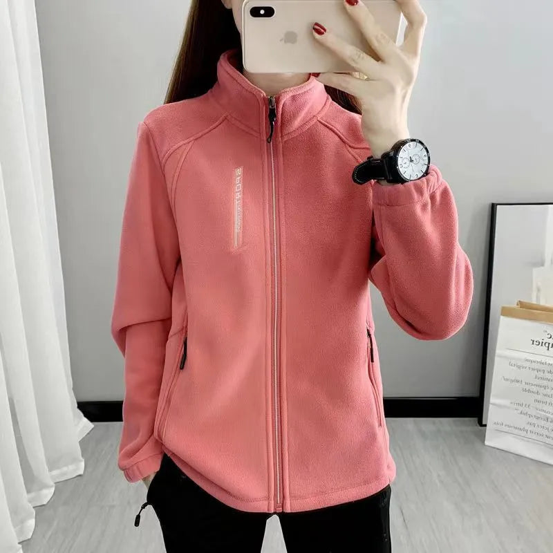 New Couture Tracksuit Women Polar Fleece Hoodies Female Korean Zip Loose Autumn Winter Sweatshirt Women Coat Couple Clothes 2317