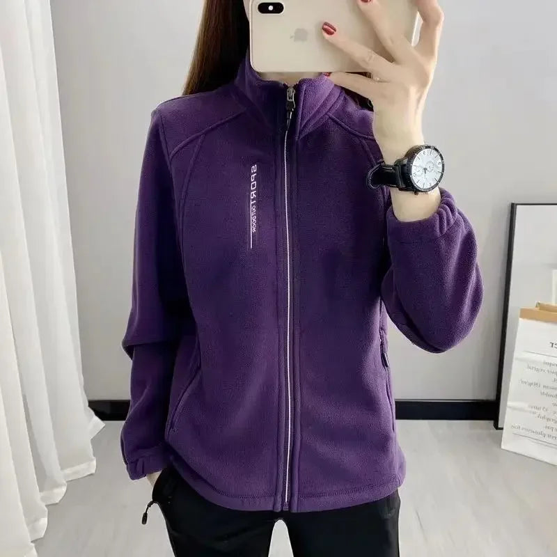 Autumn Winter Fleece Jacket Women Zipper Sweatshirt Warm Long Sleeve Thick Cardigan Sport Outdoor Warm Sweatshirt Women Clothes