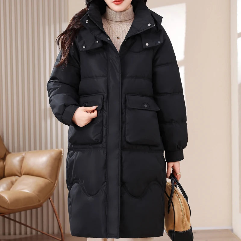 XL-8XL Oversized Outerwear Women Winter Long Parkas Hooded 2024 Casual Loose Thick Warm Lady Jackets Plus Size Women Clothing