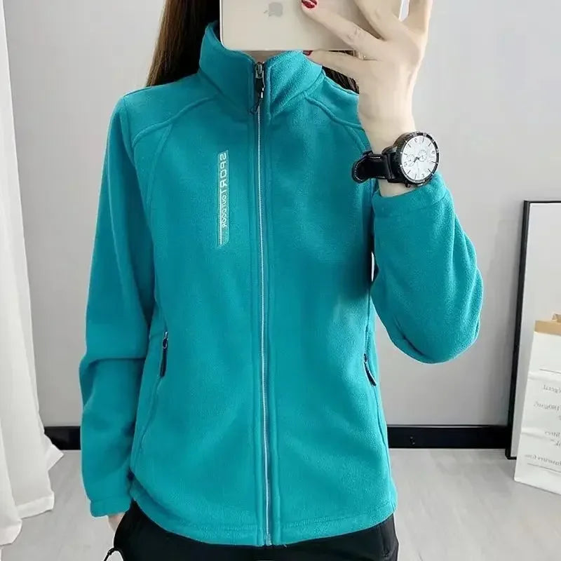 Autumn Winter Fleece Jacket Women Zipper Sweatshirt Warm Long Sleeve Thick Cardigan Sport Outdoor Warm Sweatshirt Women Clothes